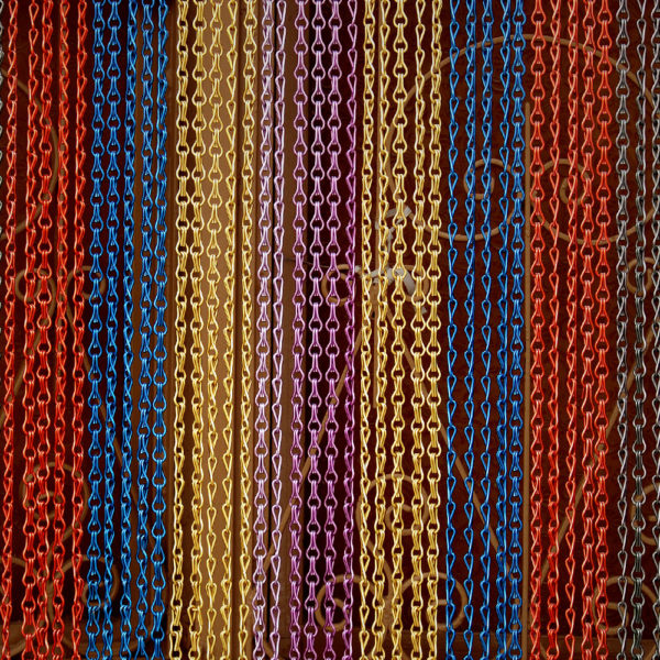 Chain curtain hanging down in multiple colours