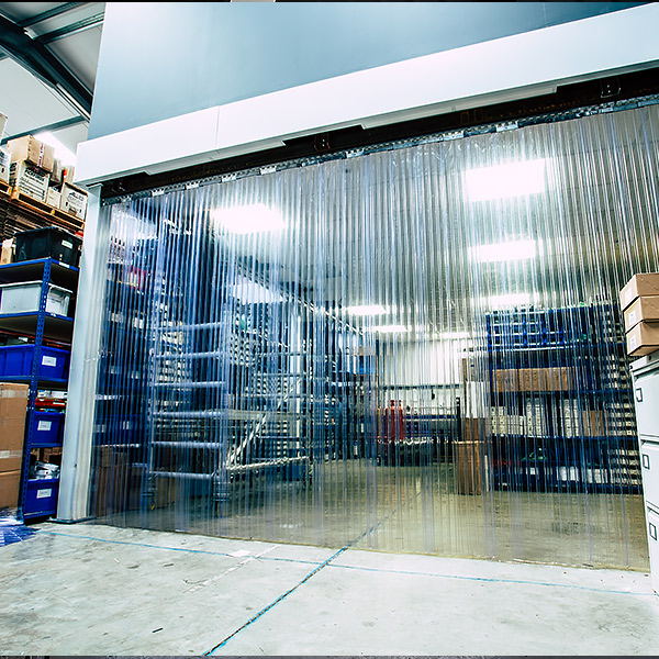Warehouse separated by hook on pvc curtain