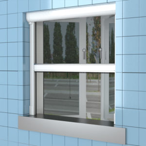 Retractable Ventalite screen over an external window