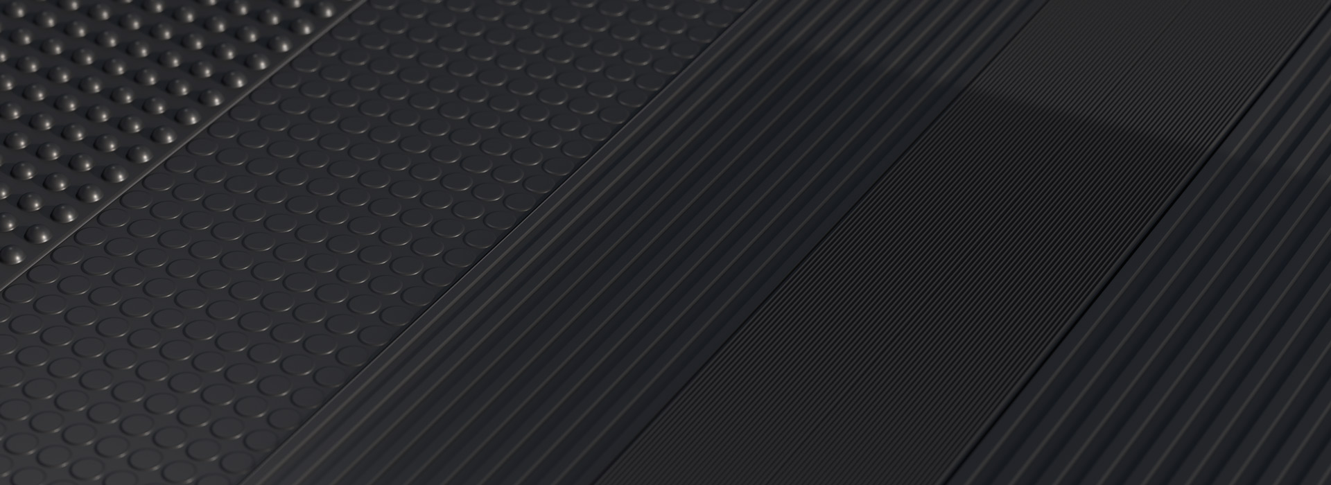 close up of black rubber matting