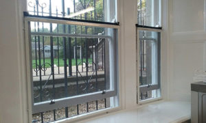 White fly screen installed to commercial kitchen window