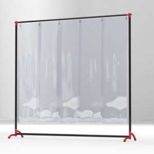 A clear separation screen with pvc strips on a black frame