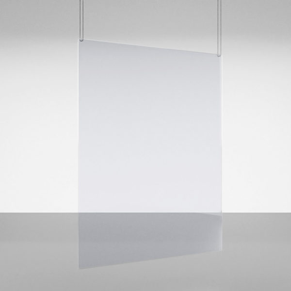 A clear hanging screen