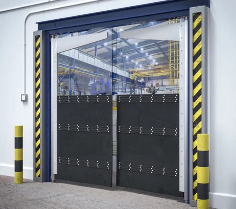 PVC crash doors used at a warehouse enterance
