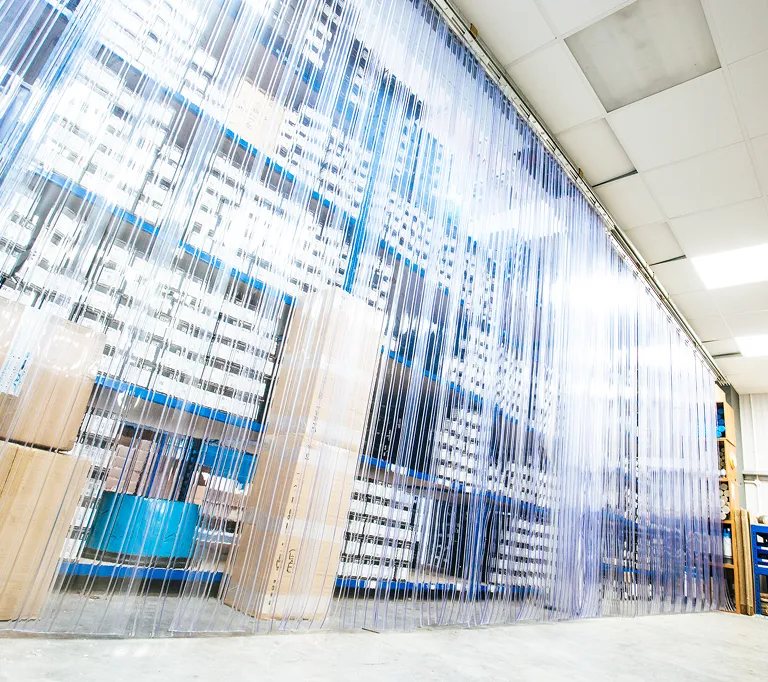 PVC curtains separating off an area in a warehouse